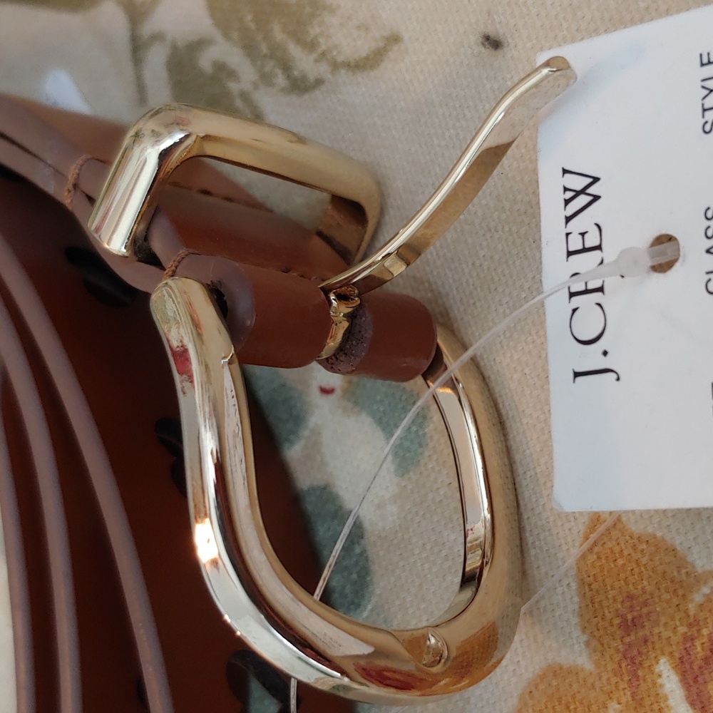 J. Crew Brown Leather Belt with Heart Cutouts Women's size Large/XL NWT - Picture 8 of 17